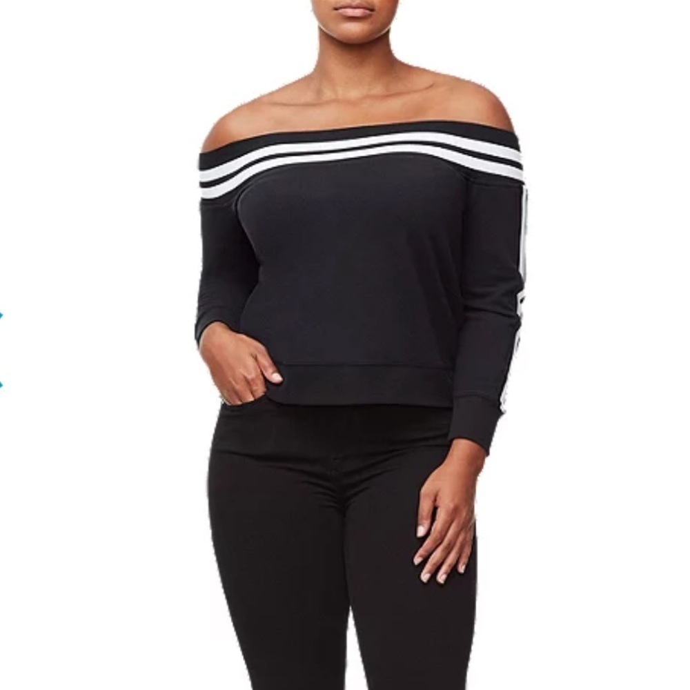 NWT Good American Off Shoulder Sweatshirt Lounge Sporty - Picture 9 of 10